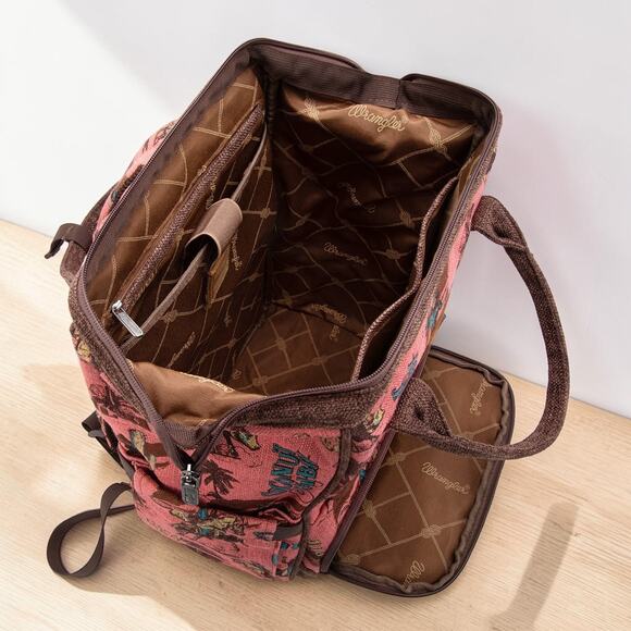 Wrangler Vintage Retro Cowboy Print Pink Canvas Backpack main image 5